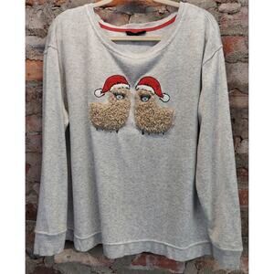 Jane Delancey Christmas Top Womens Sz L Llama Shirt Sweatshirt Furry